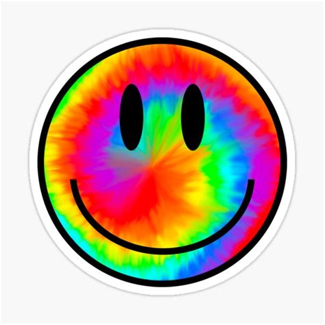 Neon Rainbow Tie Dye Smiley Face Sticker For Sale By Createdbymolly