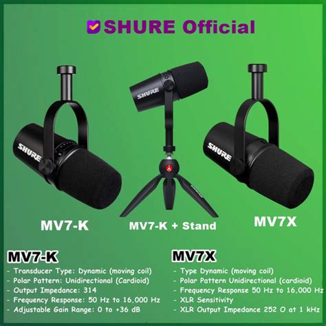 Promo Shure MV7 MV7-K MV7K MV7X USB Microphone Mic for Podcasting ...
