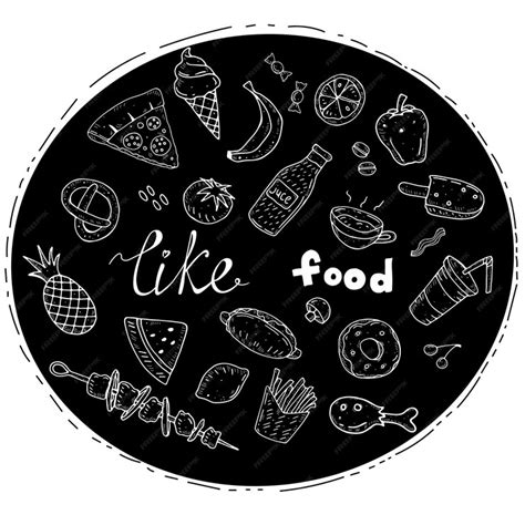 Premium Vector Doodle Food Set Hand Drawing Lettering