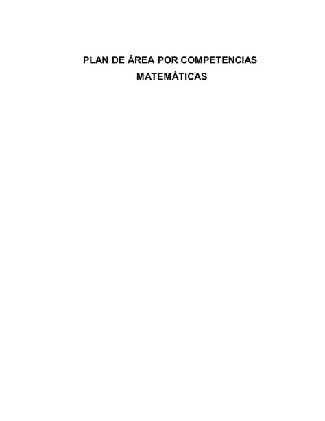 Plan De Area Matematicas Actualizado Sin Mallas Pdf