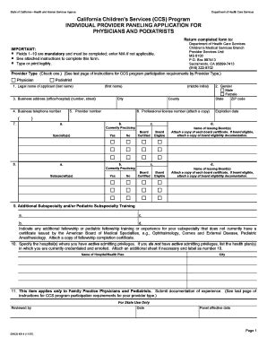 Fillable Online Dhcs Ca Provider Paneling Form Fax Email Print Pdffiller