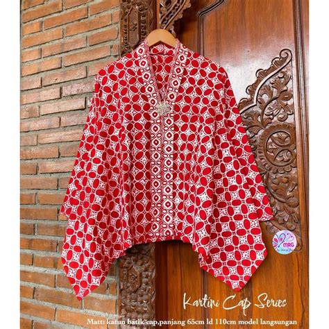 Jual Premium Blus Kartini Garutan Merah Putih Series Batik Cap