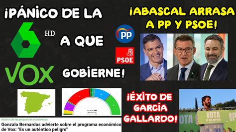 PÁNICO DE LA SEXTA A QUE VOX GOBIERNE ABASCAL ARRASA A PP Y PSOE Y