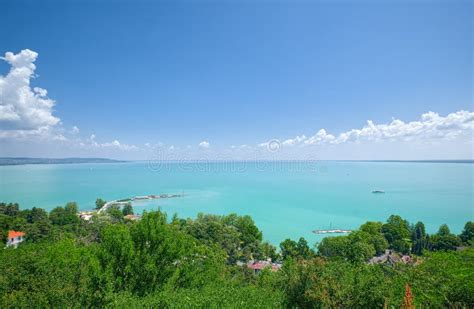 Vista Del Lago Balaton Ungheria Fotografia Stock Immagine Di Nave