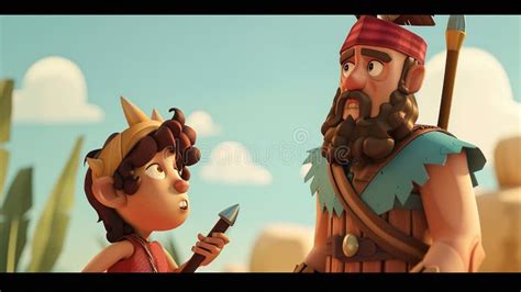 Animated Bible Stories Featuring David and Goliath Stock Illustration - Illustration of lesson ...