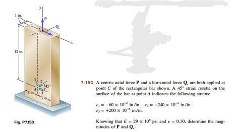 Solved 12 In 7150 A Centric Axial Force P And A Horizontal Force Q