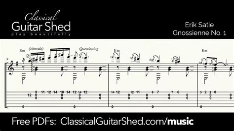 Satie: Gnossienne No 1 - Free sheet music and TABS for classical guitar ...