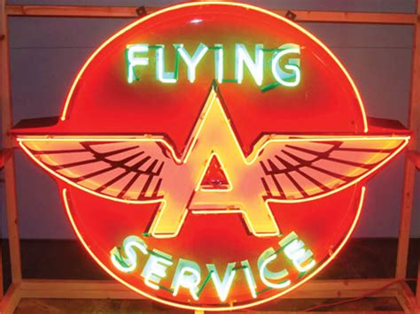 Flying A Service Embossed Full Canister Neon Sign 48 Inches Round