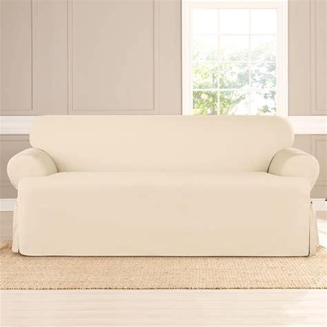 SureFit Heavyweight Cotton Duck T-Cushion Sofa Slipcovers, One-Piece