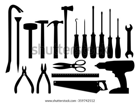 Construction Tool Collection Vector Silhouette Stock Vector Royalty Free 359742512 Shutterstock