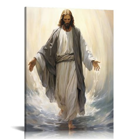 Florid Jesus Wall Art Jesus Decor Walking In The Water Canvas Christian