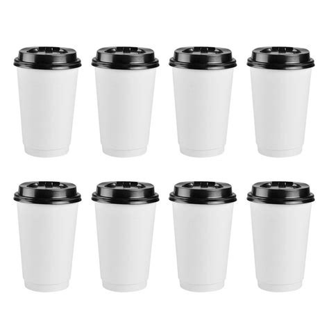 50pcs 16oz Disposable Coffee Paper Cups Double Walled Insulated Hot