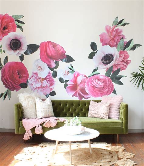 Soft Pink Garden Flower Wall Decals Urbanwalls Decor Shabby Chic