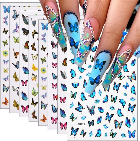 Amazon Sheets Butterfly Nail Art Stickers D Self Adhesive