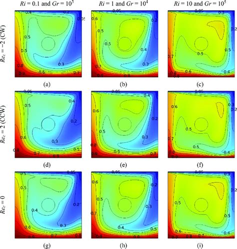 Visualization Of Isotherms For Several Values Of Ri And Gr At A C