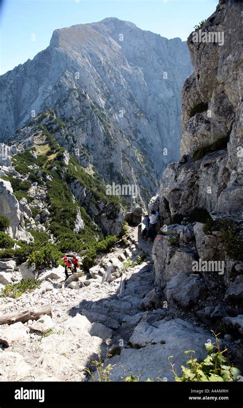 Hiking in the German Alps; Germany Berchtesgaden Upper Bavaria Alps ...