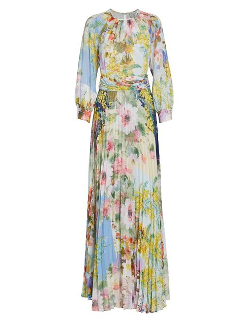 Shop Teri Jon By Rickie Freeman Floral Pleated Gown Saks Fifth Avenue