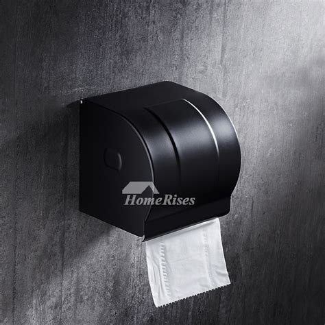 Black Toilet Paper Holder Stainless Steel Wall Mount Unique Bathroom