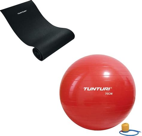 Tunturi Fitness Set Fitnessmat X X Cm Gymball Rood