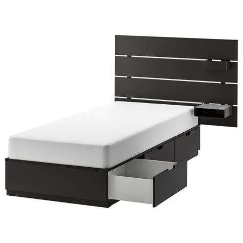 Nordli Anthracite Bed W Storage And Headboard 90x200 Cm Ikea