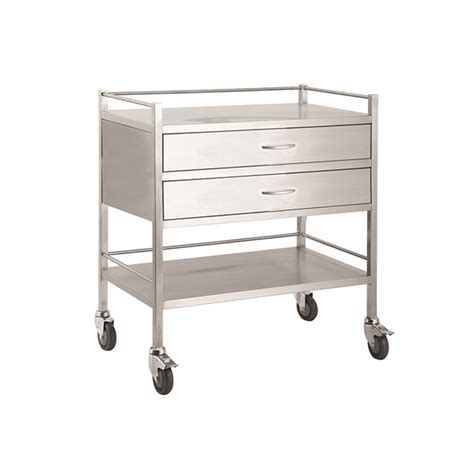 Pacific Medical Stainless Steel Double Trolley Two Drawer Full Width