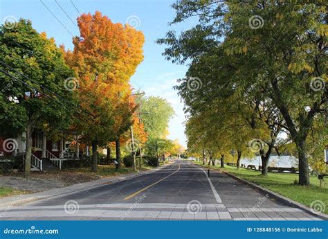 Fall in Beloeil, Quebec stock photo. Image of road, foliage - 128848156