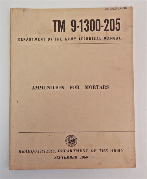 U S Army Technical Manual Ammunition For Mortars Tm Etsy