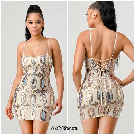 Nude Dress With Sequin Detail ETP Fashion