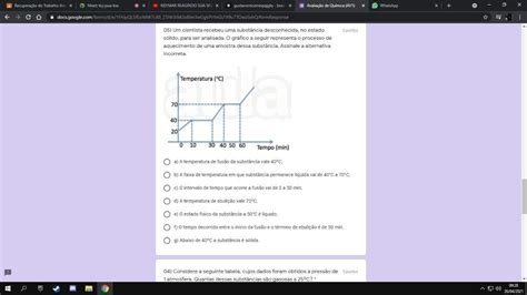 Um cientista recebeu uma substância desconhecida no estado sólido