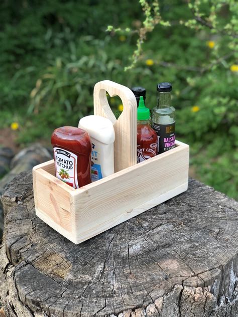 Rustic Wooden Condiment Caddy Folksy