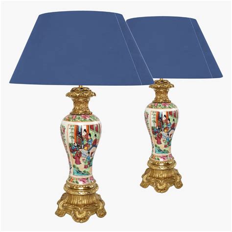 Proantic Paire De Lampes En Porcelaine De Canton Et Bronze Doré