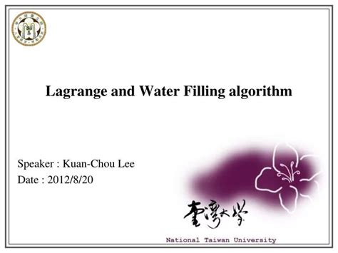 Ppt Lagrange And Water Filling Algorithm Powerpoint Presentation