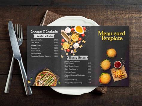 Free Black Menu Card Mockup Design | PSD Template - Mockup Den