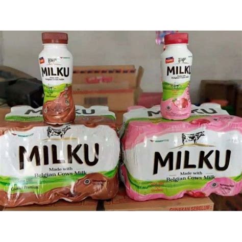 Jual Milku Susu Uht Stroberi Coklat Dus Isi Botol Shopee