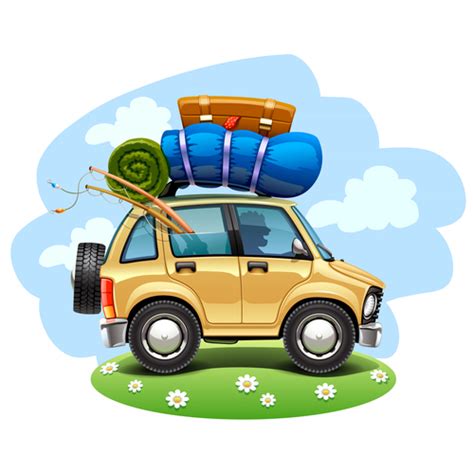 Driving Trip Cartoon Vector Free Download