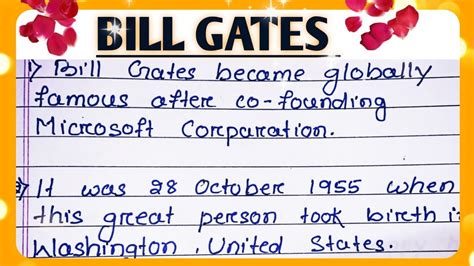 Bill Gates Success Life Essay In English L 10 Line Bill Gates Life