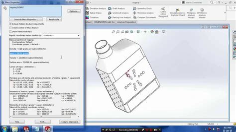 Specifying Material And Calculating Mass In Solidworks Youtube