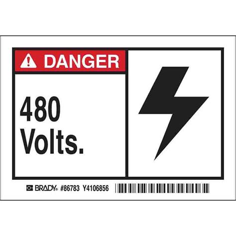 DANGER 480 VOLTS Labels B302 Pack Of 5 Labels