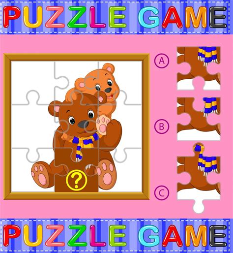 Jigsaw Puzzle Education Game for Preschool Children with bear 12850095 ...