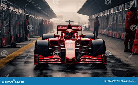 The Pit Lane Of A Red Racing Car Stock Illustration Illustration Of