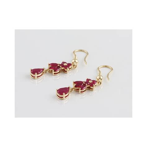 18ct Yellow Gold Ruby Drop Earrings 331ct Sale From Personal