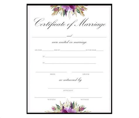 Blank Marriage Certificate Template | @New Concept