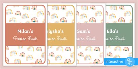 Muted Rainbow Themed Editable Praise Book Cover