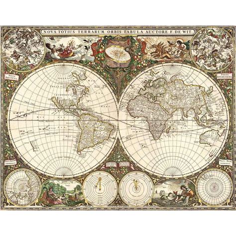 Mapa Mundi Antigo 1660 De Mapas 50 X 64 Cm Tela Canvas Para Quadro