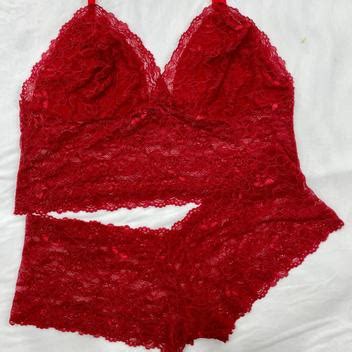 Conjunto de renda de Cropped Calesson Plus Size do ao Orquídea Lingerie Conjunto