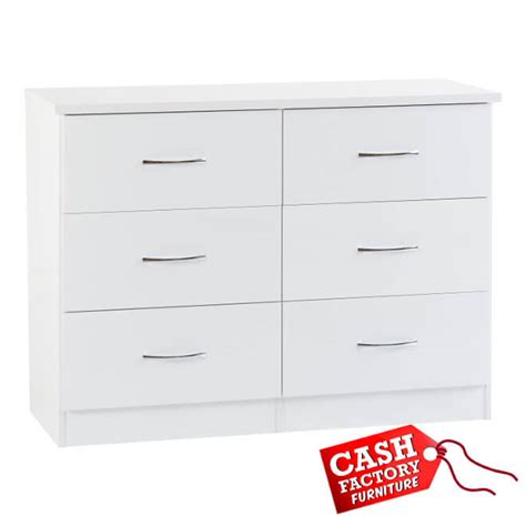 Nevada White 6 Drawer Chest – Cash Factory Furniture