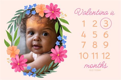 Free Vector Watercolor Baby Milestone Card Template