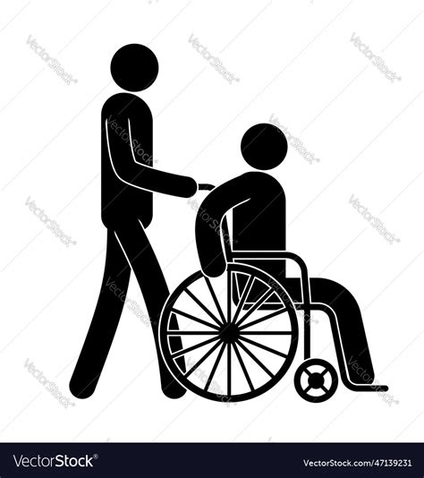 A man pushing wheelchair with person Royalty Free Vector