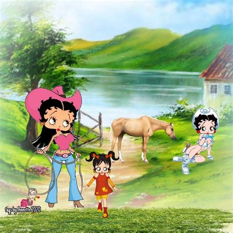 An Animated Image Of Two Girls And A Horse On A Farm With A Girl In The