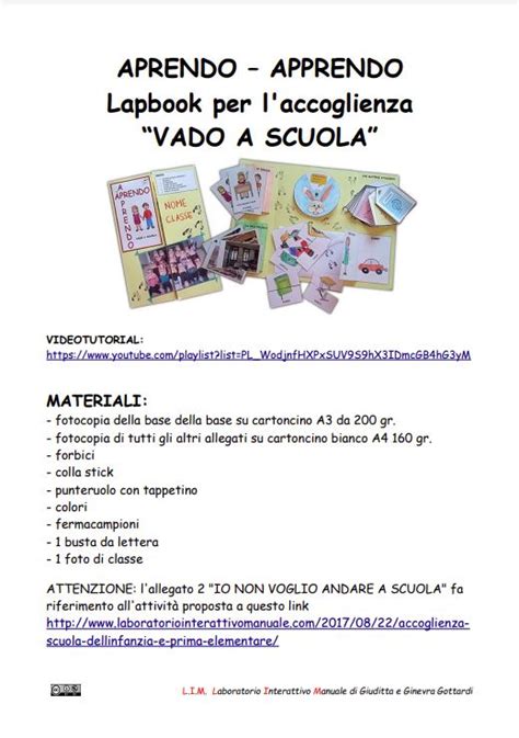 LAPBOOK PER LACCOGLIENZA VADO A SCUOLA SCUOLA PRIMARIA Edudoro